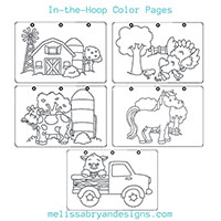 ITH Embroidery Color Pages Farm Animal Design